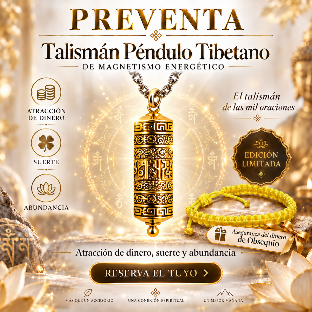 Preventa: Talismán Péndulo Tibetano de Magnetismo Energético