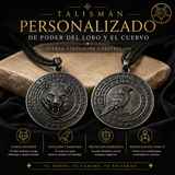 Talismán Personalizado de Poder del Lobo y el Cuervo para Dominar tu Destino